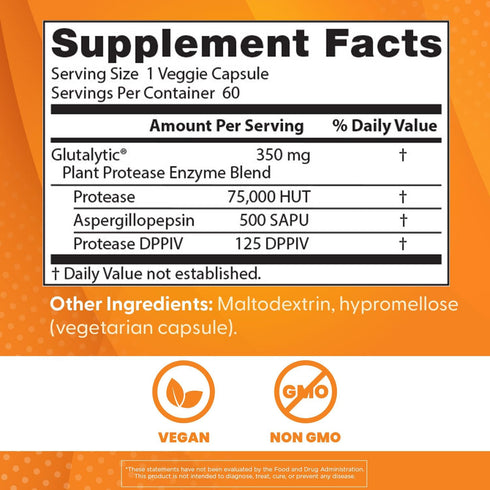 Doctor's Best Gluten Rescue with Glutalytic, Non-GMO, Vegan, 60 Count (Pack of 1)...