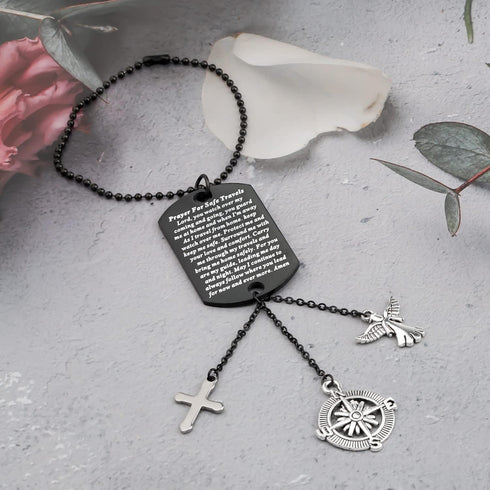 AKTAP Guardian Angel Car Pendant Prayer for Safe Travels Car Interior Car Rear View Mirror Hanging Vehicle Interior Gift for Divers (Safe Travels ...