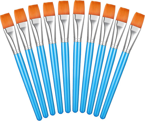 Zonon 10 Pcs 1 Inch Flat Head Paint Brushes Bulk Watercolor Acrylic Paint Brushes Synthetic Nylon Hair Paintbrush Artist Painting Brush for Detail...