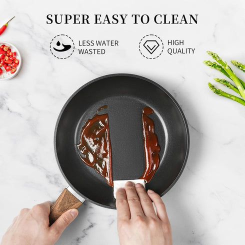 Frying Pan Nonstick - 9.5 Inch Pan,Non Stick Skillet Pans Egg Omelette Pan, Black Nonstick Non Toxic Frying Pan,Oven Safe, Induction Compatible, P...