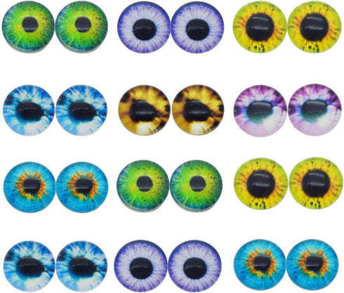 JJG 20PCS 30mm Dragon Eyes Round Glass Cabochon Flatback Jewelry Findings Animals Eyes Doll Eye Dome Cameo Pendant Settings In Pairs...