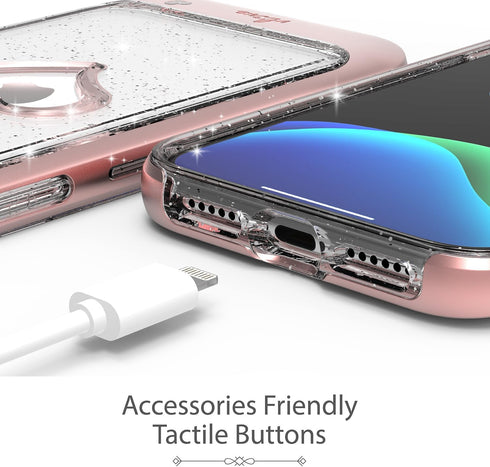 VENA vLove Glitter Clear Case Compatible with Apple iPhone 11 Pro Max (6.5"-inch 2019), Heart Shape (CornerGuard Protection) Dual Layer Slim Hybri...