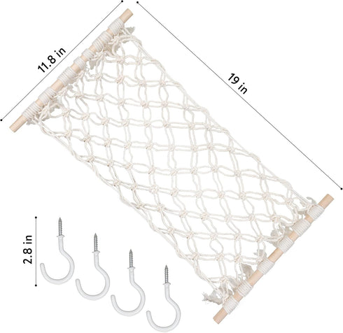 Macramé Fruit Hammock for Kitchen Under Cabinet - Banana Holder- Hanging Cabinet- Vegetable Hammock- Produce Macrame Basket- Storage- CREAM, 11.8i...