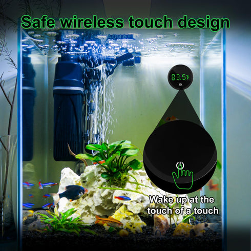 Fish Tank Thermometer, Rechargeable Aquarium Thermometer LED Digital Touch Screen Wireless Stick on Temperature Thermometer with Touch Screen, Lar...