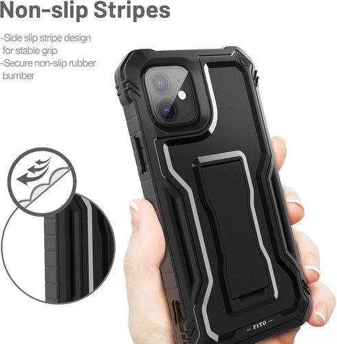 FITO Compatible with iPhone 11 Case, Dual Layer Shockproof Heavy Duty Case with Screen Protector for iPhone 11 and iPhone XR 6.1 inch, Built-in Ki...