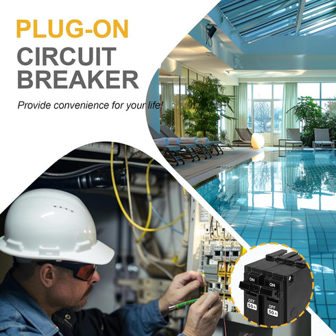 THQL2150 Circuit Breaker, 2Pole,120/240V 50 Amp 10kAIC,Plug-in Mounting Type,includes Current limiting System, Protect Circuit Safety...