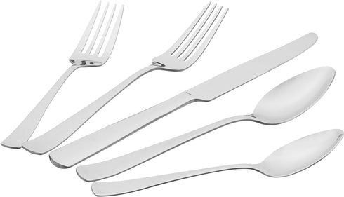 GiveAbay Basics 20-Piece Stainless Steel Flatware Set with Square Edge, Service for 4, Silver...