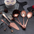 6-Piece Copper Serving Flatware Silverware Set,Stainless Steel Serving Utensil Set,Include Cake Server, Slotted Serving Spoon, Serving Spoon, Cold...