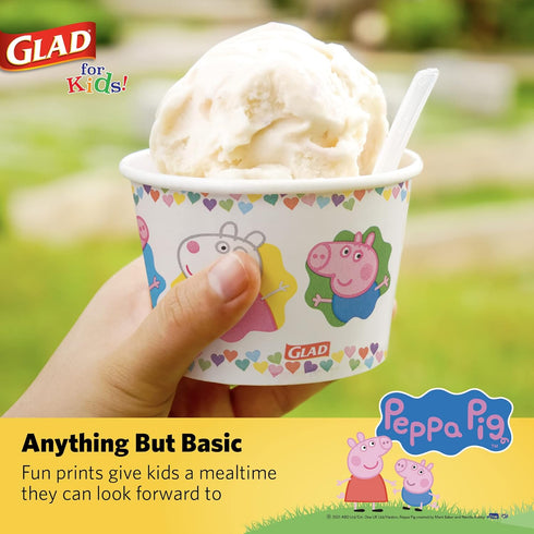 Glad for Kids 12 oz Peppa Pig Friends Paper Snack Bowls with Lids, 20 Ct | Peppa Pig Disposable Paper Bowls with Lid | Kids Snack Bowls for Everyd...