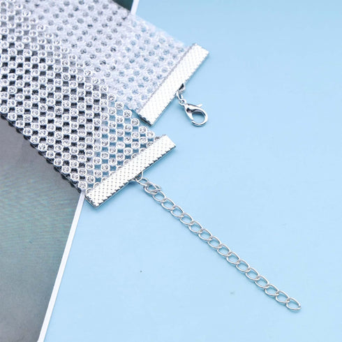 Punk Rhinestone Choker Necklace for Women Wide Full Diamond Necklace Chain 10-Row Sparkly Crystal Choker Collar Sexy Nightclub Party Prom Accessor...