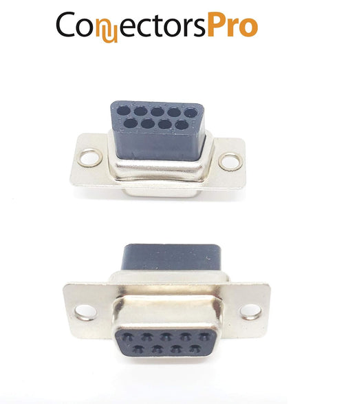 5 Sets Crimp Type DB9 Female + Plastic Hoods + Pins Set, D-Sub 9P Female Crimp Connector, Pin & Hood Kit (5 DB9 Female + 5 Hoods + 50 Pins)...