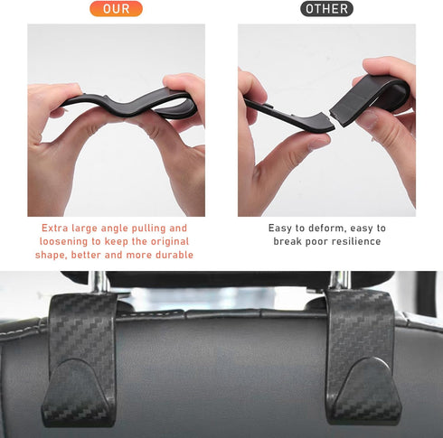 4 PCS Car Seat Headrest Hooks, Auto Seat Hook Hangers Storage Organizer, Back Seat Hanger for Car Handbag Clothes Coats Grocery Bags, Universal In...