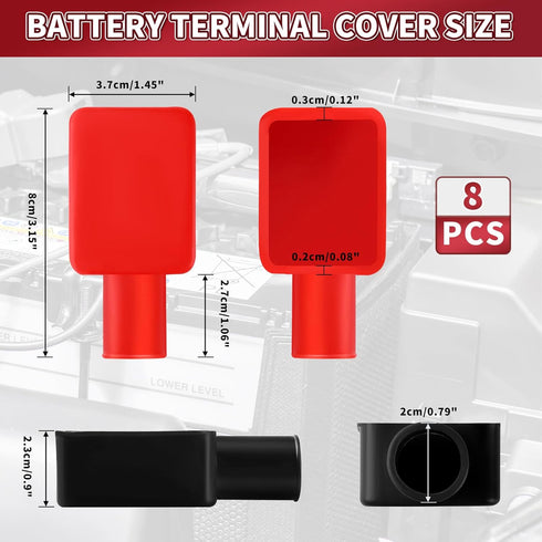 Battery Terminal Cover 8 Pcs, Battery Terminal Protector Isolate Soft Rubber, Positive Battery Terminal Cover Top Post, Battery Post Cover for Car...