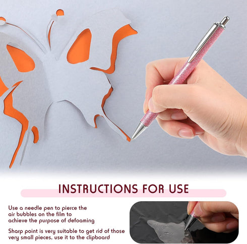Epakh 2 Pieces Weeding Pen Vinyl Pen Pin Weeding Tool Fine Point Glitter Metal Vinyl Air Release or Car Puncturing Installation Retractable Craft ...