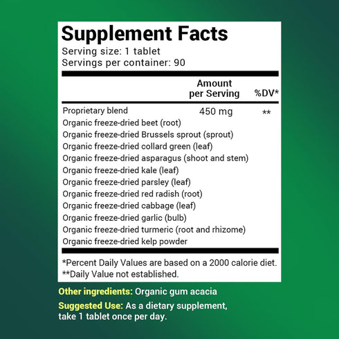 Dr. Berg's Greens Superfood Cruciferous Vegetable Tablets - Vegetable Supplements for Adults w/ 11 Phytonutrient Super Greens Tablets - Energy, Im...
