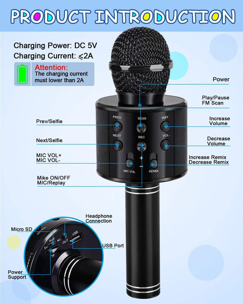Kids Toys Age 3-12, Karaoke Microphone for Kids Birthday Presents Gifts for 5 6 7 8 9 10 11 12 Year Old Girls Boys Toys for 4-11 Year Old Girl Boy...