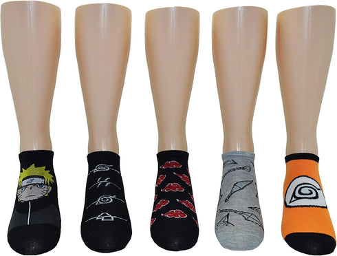 Naruto Shippuden Cosplay Socks - 5 Pair Akatsuki Low Cut Anime Socks for Women & Men...