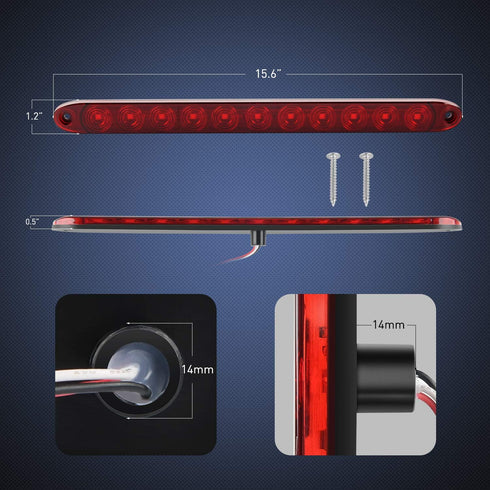 Nilight 2PCS 16Inch 11 LED Red Trailer Light Bar for Parking Stop Turn Signals Tail Brake DOT Compliant IP65 Waterproof Truck ID Marker...