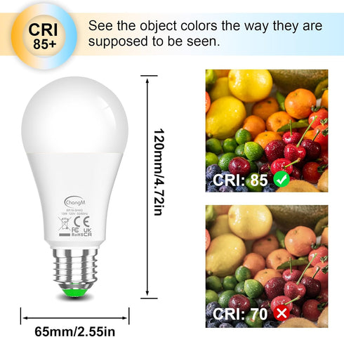 Smart Light Bulbs 13W E26 Smart LED Light Bulb Compatible with Alexa Warm White to White A19 APP Control Bulb Bluetooth Mesh 4 Pack...