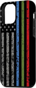 iPhone 12 mini Police Military and Fire Thin Blue Green Red Line Flag Case...