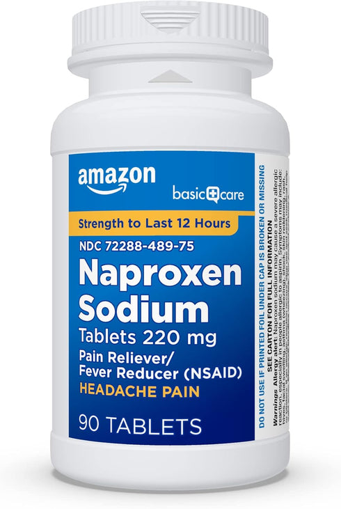 Amazon Basic Care Headache Pain Relief Naproxen Sodium Tablets 220 mg, Also Relieves Arthritis, Muscular Aches, Backache, Menstrual Cramps and Too...