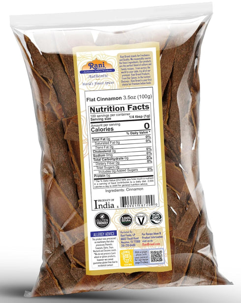 Rani Desi (Dalchini) Flat Cinnamon 3.5oz (100g) ~ All Natural | Vegan | Gluten Friendly | NON-GMO | Indian Origin...