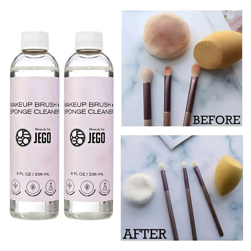 JEGO Makeup Brush Cleaner Solution - Sponge Cleaner - Make Up Brush Liquid Cleanser - Hypoallergenic & Plant-Based Solution Removes Makeup, Dirt, ...