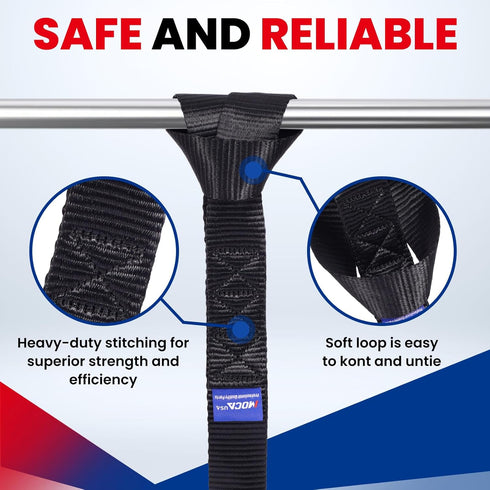 MOCA 4-Pack Soft Loop Tie Down Straps 12000 Lbs Breaking Strength 1.6 x 17 inches, Heavy Duty Tie Down Loops for Secure Trailering of Kayak, Motor...