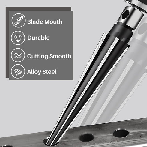 Tapered Reamer Set with T Handle, 3-13mm (1/8''-1/2'') & 5-16mm (½"-5/8") 6 Fluted, Carbon Steel Hex Shank for Guitar Woodworking - 2pcs...