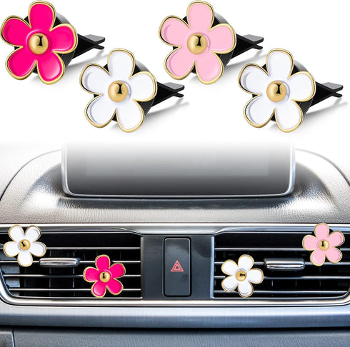 Frienda Cute Steering Wheel Cover Flower Steering Wheel Cover Floral Steering Wheel Cover for Girls with 4 Pieces Cute Flowers Car Air Vent Clips ...