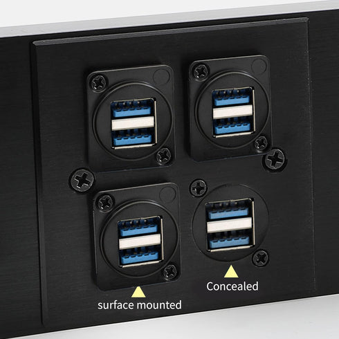 QIANRENON USB 3.0 Socket Dual USB Panel Mount Solderless Connector, USB 3.0 Female to Female Coupler Socket USB Panel Mount Pass Through Adapte fo...