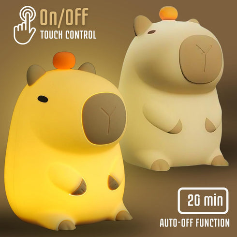 Cute Silicone Capybara Night Light – Soft Animal Kids Night Lights for Bedroom Portable USB Rechargeable Capybara Soft Light Lamp Touch Control Ki...