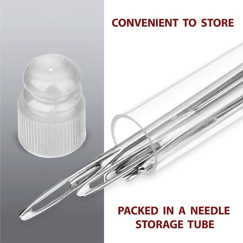 Large Eye Sharp Stitching Needles for Needlework 1.75-2.5 inches - 28 Embroidery Needles for Hand Sewing Variety Sizes in a Handy Storage Tube...