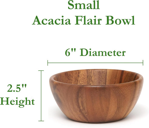 Lipper International Acacia Round Flair Serving Bowl for Fruits or Salads, Small, 6" Diameter x 2.5" Height, Single Bowl...