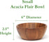 Lipper International Acacia Round Flair Serving Bowl for Fruits or Salads, Small, 6" Diameter x 2.5" Height, Single Bowl...