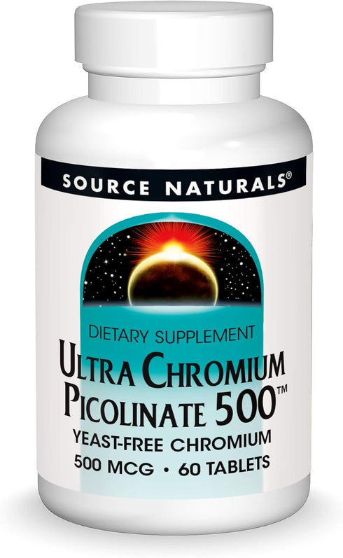 Source Naturals Ultra Chromium Picolinate 500 mcg Yeast-Free Dietary Supplement - 60 Tablets...