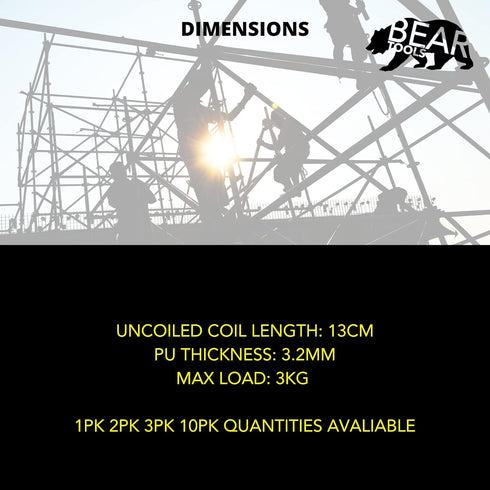 BearTOOLS Coil Tool Lanyard | Max Load 2lbs Ultra-Compact Design, Elastic, PU-Coated | Dual-Connectors, Easy-Attachment for Safety of Lightweight ...