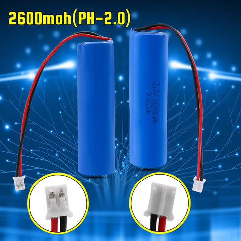3.7V 2600mAh Rechargeable Batteries Lithium ion Battery with PH2.0/2P Connector for DIY Electronics Products, Toys, Lighting, Bluetooth Equipment...