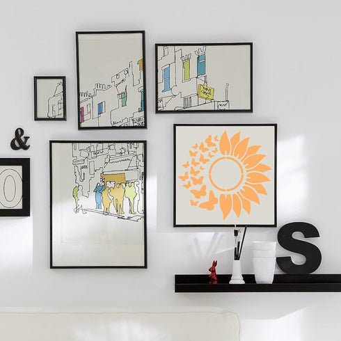 GORGECRAFT 12"X12"Sunflower Butterfly Stencil Flower Templates Sun Petals Reusable Templates Plastic Drawing Painting Stencils Template for Painti...