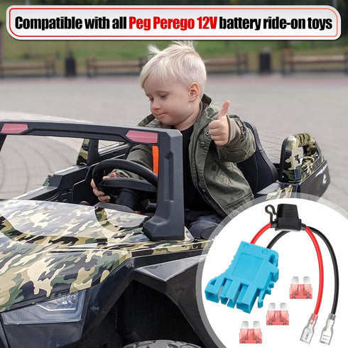 Saillong 2 Pack 12 AWG Wire Harness Connector Replacement Compatible with Peg-Perego 12 Volt SLA Battery Ride On Vehicle Boys and Girls Riding Toy...