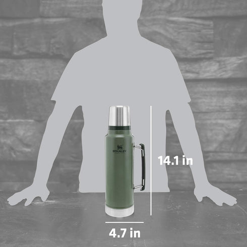 Stanley Classic Legendary Vacuum Bottle 1.5 qt | Wide Mouth with Leakproof Cup Lid | Keep Drinks Hot or Cold | Packable for Travel | Insulated Sta...