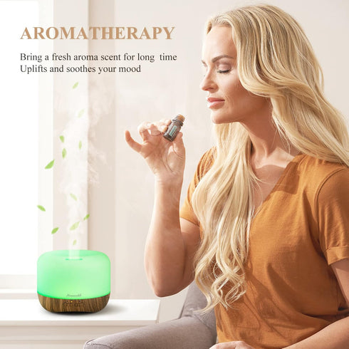 Aromatherapy Essential Oil Diffuser for Room: Air Humidifier Aroma Scent Cool Mist Diffuser Colorful Lights Wood Cute Small Large Waterless Auto O...