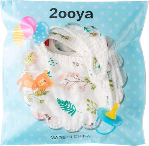 7Pcs Baby Muslin Bibs Baby Burp Cloths Absorbent Cotton Infant Bib Adjustable Resin Button Bibs Flower Pattern Infant Bibs Drooling Feeding Eating...