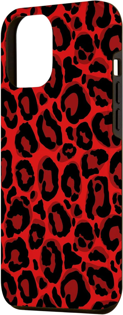 iPhone 12 Pro Max Red Leopard Phone Case Cheetah Skin Pattern Women Case...