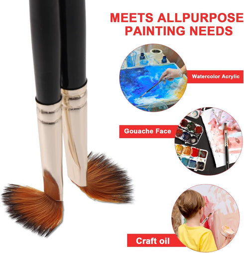 12 Pcs Filbert Paint Brushes Soft Artist Brushes Flat Nylon Bristles Painting Brushes with Wood Handle Paint Brush Set for Acrylic Oil Watercolor ...
