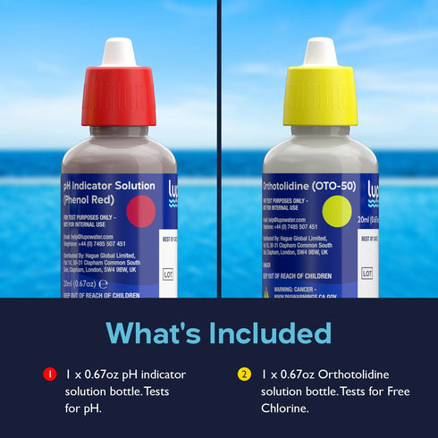 Lupo 2-in-1 Water Test Kit Refill Solutions for Swimming Pools & Spas | Water Chemical Test Kit for pH and Free Chlorine (Refill Bottles ONLY)...