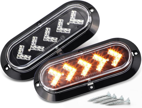 TMH (Pack of 2 6 Inch ARROW 25 LED Surface Mount Oval Clear Lens Amber Light Turn Signal Side Marker Tail LED Indicator Assembly Light for Truck T...