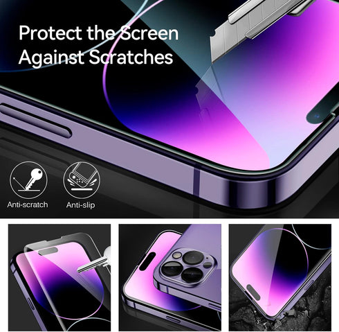 ivoler Shatterproof Tempered Glass Screen Protector for iPhone 14 Pro 6.1 inch, 3 Pack, Easy Installation, Anti-Scratch & Impact Protection...