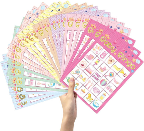 Fancy Land Girl Baby Shower Bingo Game - 24 Guests Party Game Supplies...
