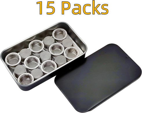 15pcs 1/2 Inch Pipe Screens Premium 304 Stainless Steel, 0.5" Pipe Screen Filters with Metal Storage Box...